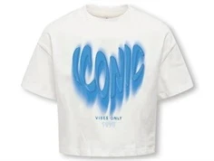 Kids ONLY t-shirt cloud dancer med blåt print